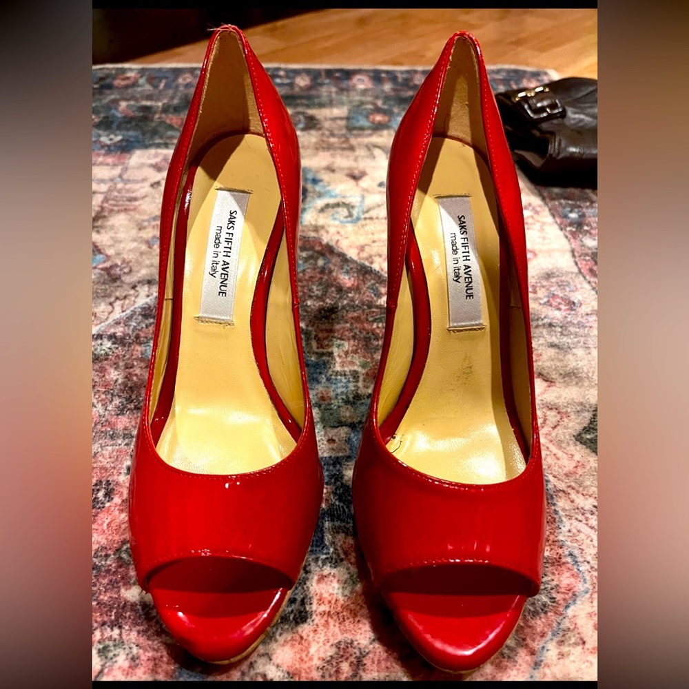 Red Saks Fifth Avenue High Heels